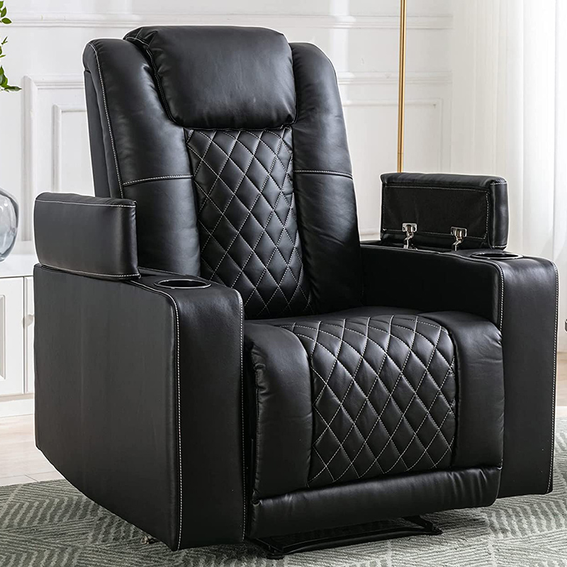 Soft Leather Electric Power Recliner for voksne med USB-porter og koppholdere